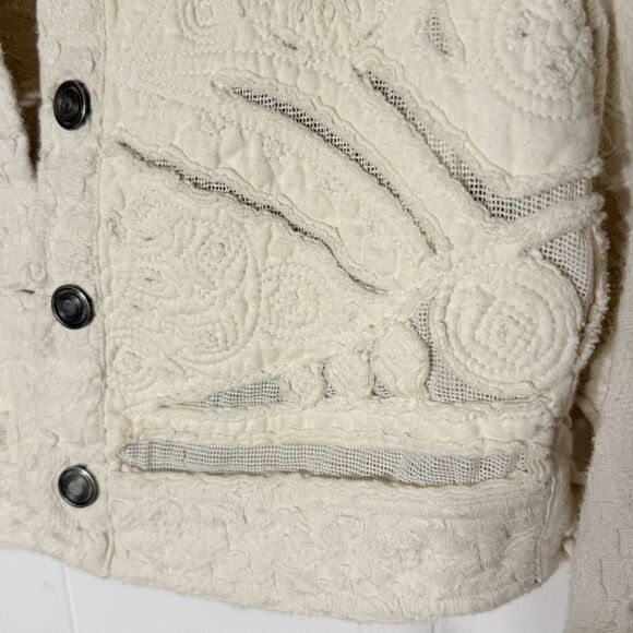 Free People Ivory Lace Crochet 3/4 Cropped Sleeve Jacket Size XS - Picture 6 of 11